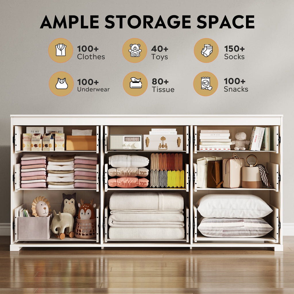 GALAXHERO 9-Drawers Dresser for Bedroom, 63" Wide Modern Dresser for Bedroom, Large Chest of Drawers with Sturdy Metal Handle, Wood Dresser for Living Room, Hallway