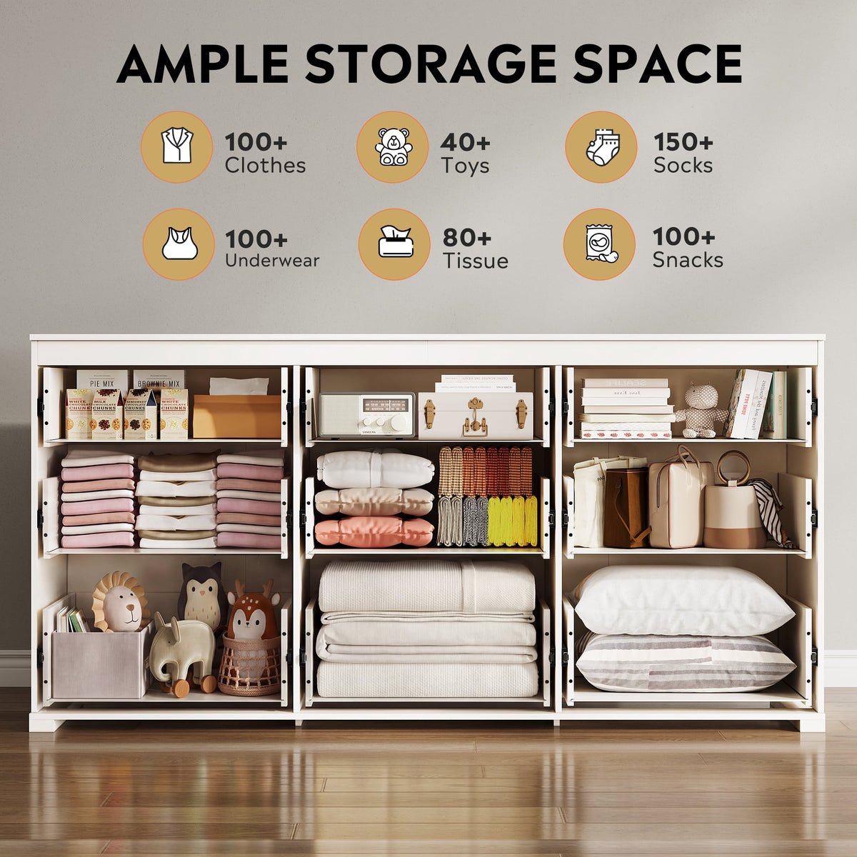 GALAXHERO 9-Drawers Dresser for Bedroom, 63" Wide Modern Dresser for Bedroom, Large Chest of Drawers with Sturdy Metal Handle, Wood Dresser for Living Room, Hallway