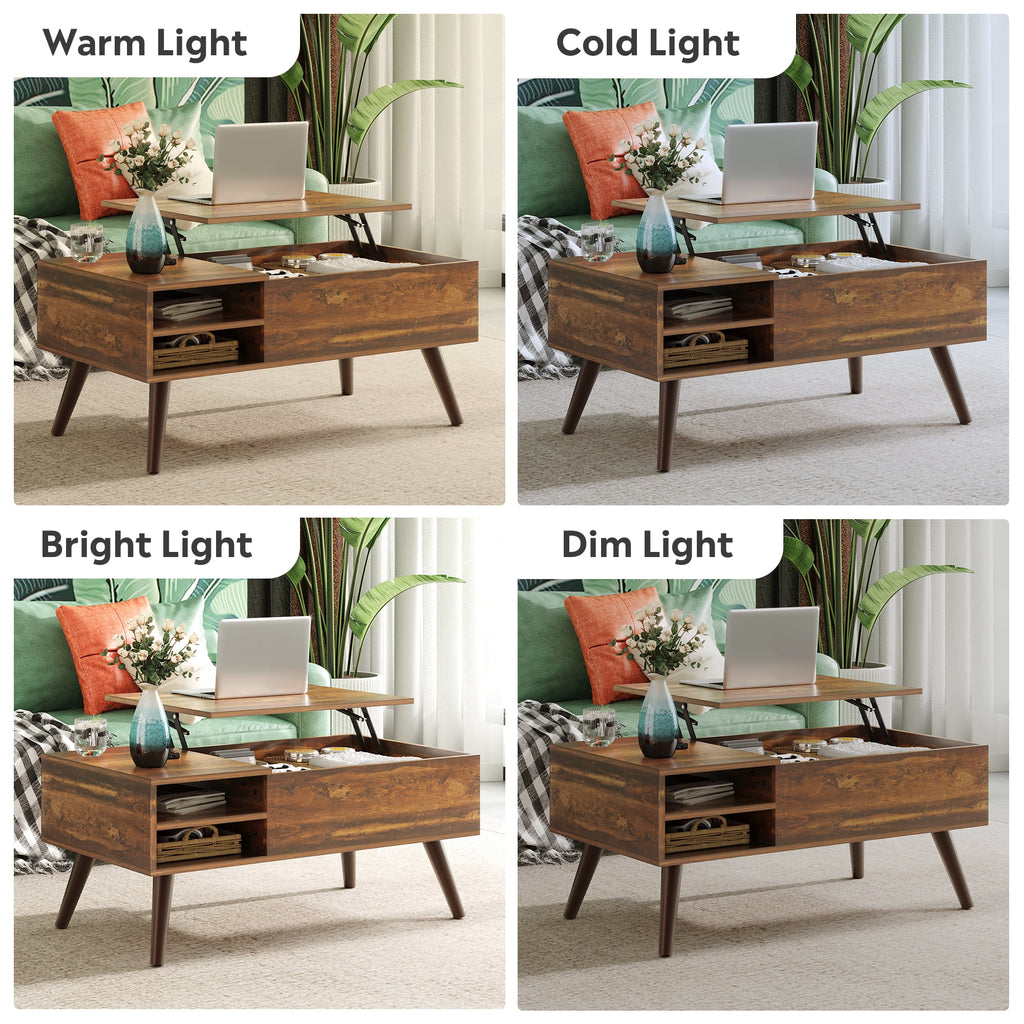 GALAXHERO Coffee Table with Removable Storage Shelves Lift Top Small Coffee Table for Living Room