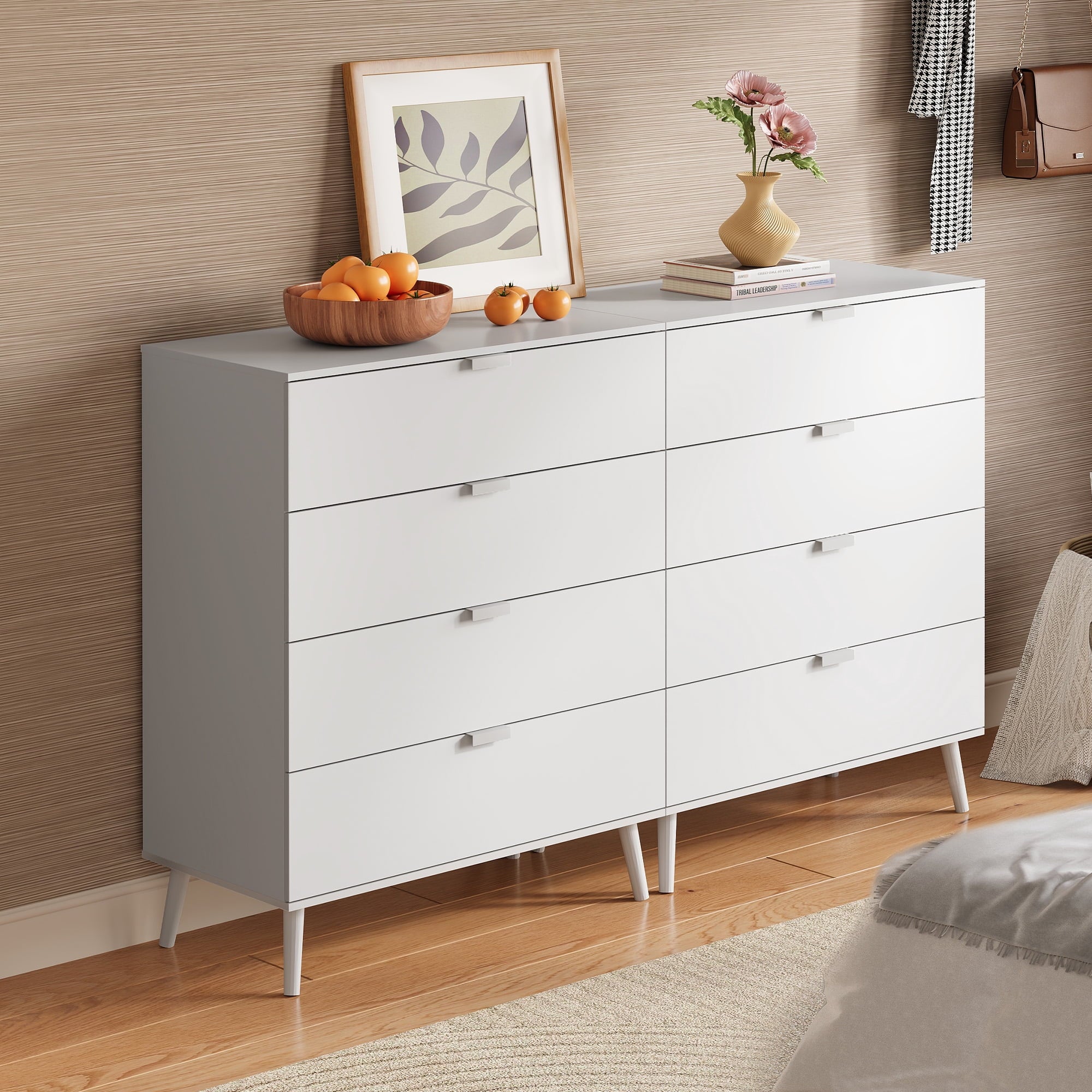 GALAXHERO 4 Drawer Dresser for Bedroom, Wood Chest of Drawers, Organizer Unit with Metal Handle for Living Room, Closet, Hallway