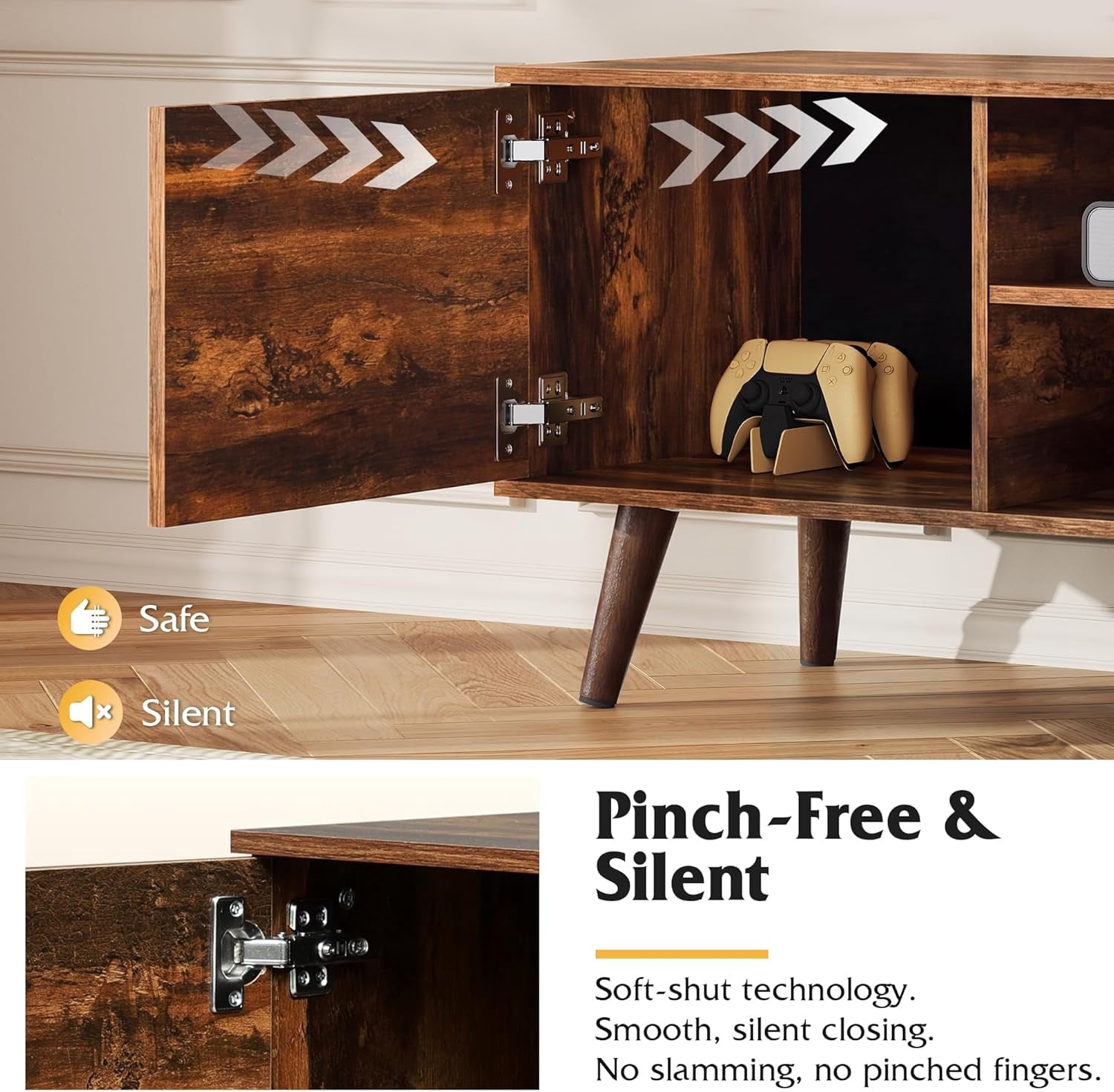 GALAXHERO TV Stand for 55 60 inch TV Rustic Entertainment Center with Storage Cabinets TV Console for Living Room, Long TV Cabinet