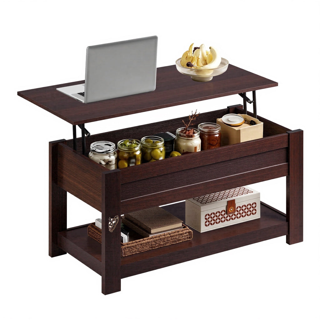 GALAXHERO 39" Lift Top Coffee Table with Hidden Storage and Storage Shelf Lift Up Coffee Table for Living Room