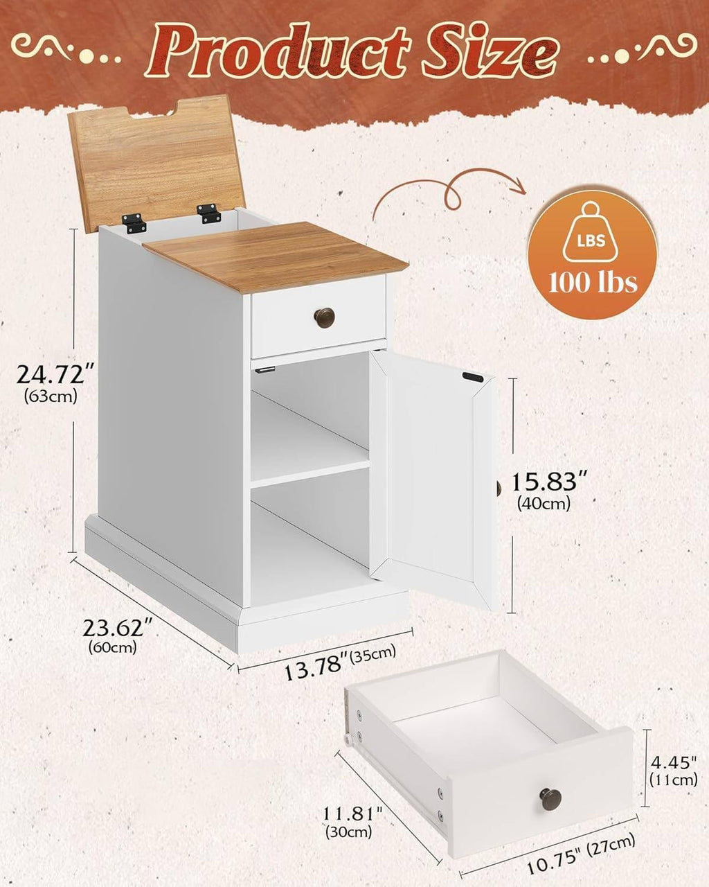 GALAXHERO End Table Narrow Side Table for Living Room, Farmhouse Night Stand with Storage Drawer, Small Wooden Nightstand with Concealed Outlets