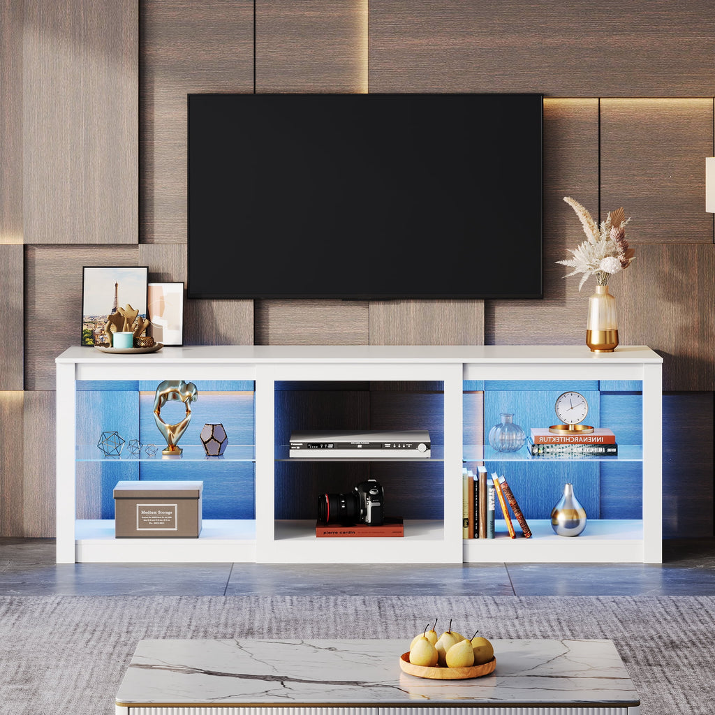 GALAXHERO TV Stand for 55/65/75 Inch, TV Modern Entertainment Center with LED Lights & Adjustable Glass Shelves Sturdy Media Console for Living Room, Bedroom, Gaming