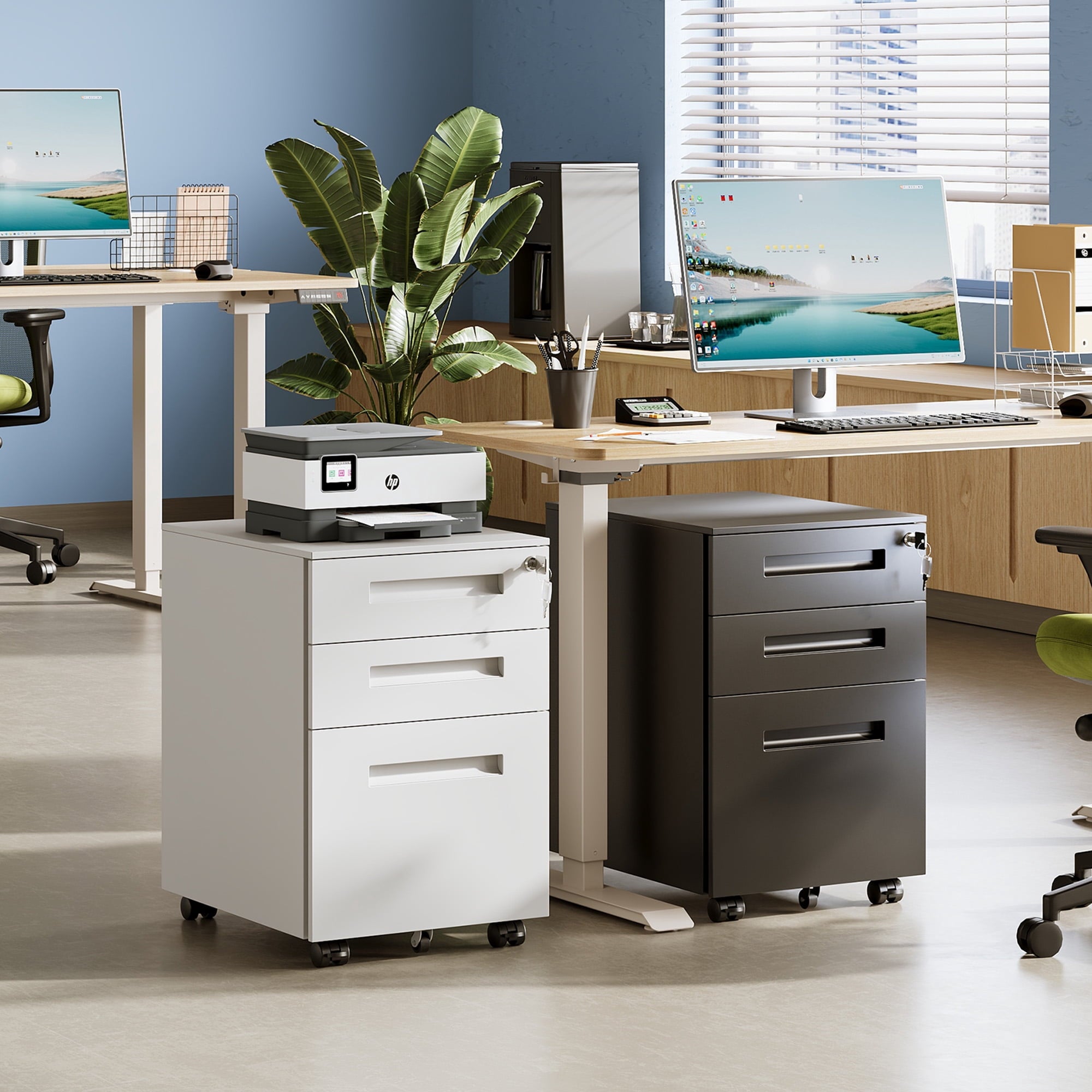 GALAXHERO 3-Drawer Mobile File Cabinet (Under Office Desk), Assembled Except Casters, Fits Letter/Standard Sizes
