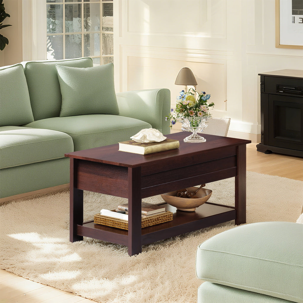 GALAXHERO Coffee Table, 39" Lift Top Coffee Table with Hidden Storage and Storage Shelf for Living Room