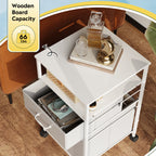 GALAXHERO 2 Drawer File Cabinets, Mobile Printer Stand with Storage Shelf for Home/Office/A4 /Letter, White
