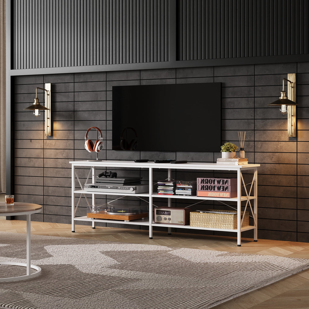GALAXHERO TV Stand for 70 Inch TV 63" Entertainment Center with 3-Tier Storage Shelves, Media TV Console Cabinet for Living Room Bedroom Farmhouse TV Table