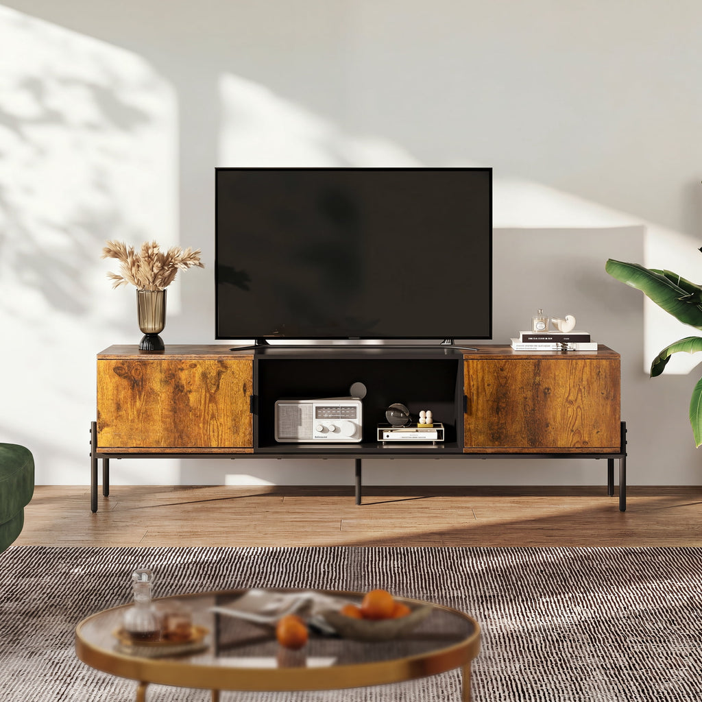 GALAXHERO TV Stand Modern Entertainment Center with Storage Cabinets and Metal Legs for Bedroom and Living Room, TV Console, 65 Inch