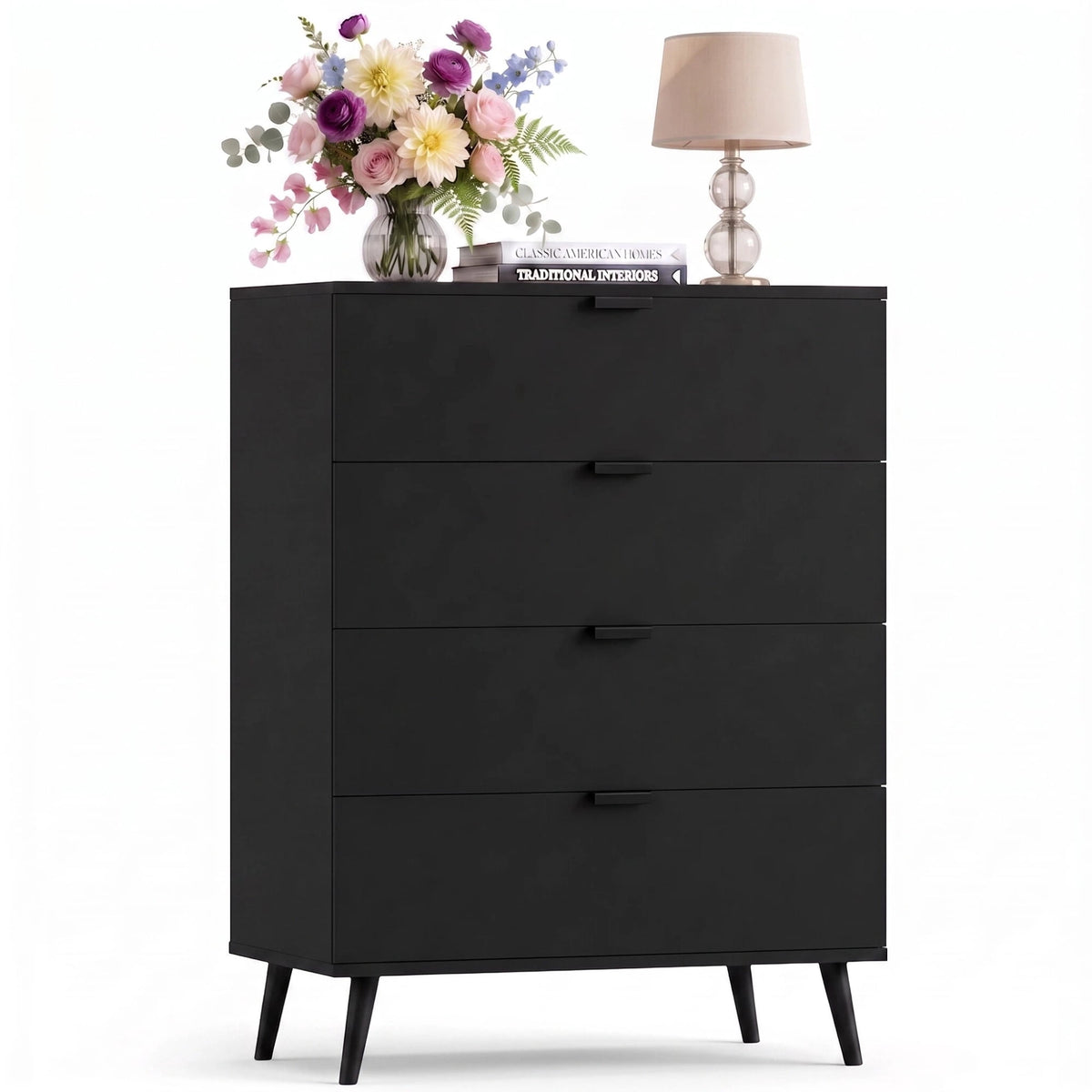 GALAXHERO 4 Drawer Dresser, Modern Chest of Drawers for Bedroom, Tall Wood Storage Organizer for Living Room, Closet, Hallway, Dorm Room