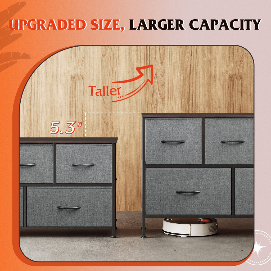 GALAXHERO 5 Drawer Dresser, Fabric Storage Tower for Bedroom, Hallway, Entryway & Closets, Sturdy Steel Frame with Wood Top, Easy Pull Handle