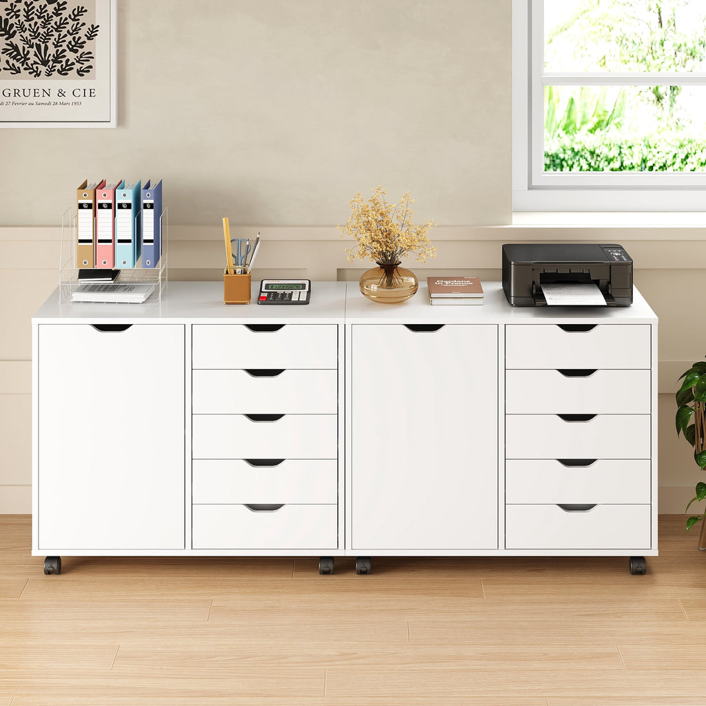GALAXHERO 5-Drawer Storage Cabinet, Mobile Printer Stand Filing Cabinet for Home Office Cabinet, Wood File Cabinet
