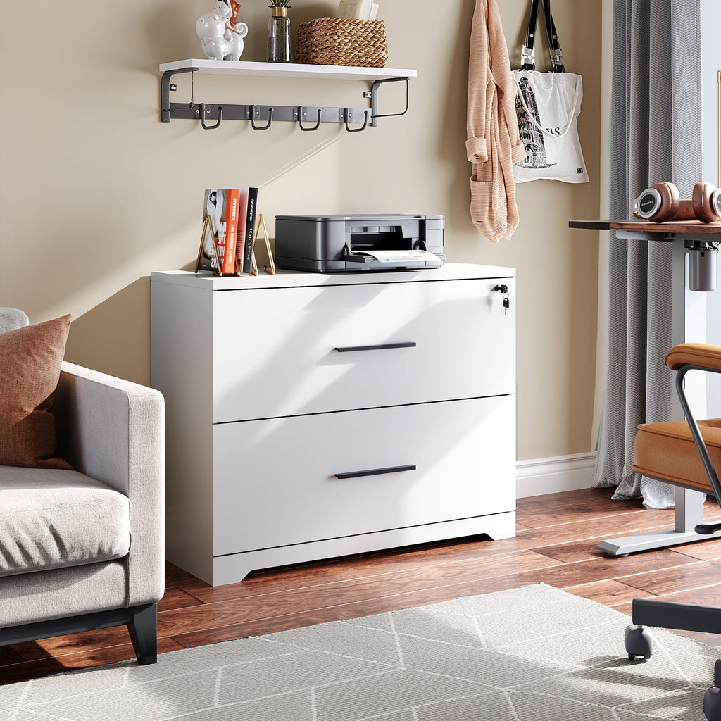 GALAXHERO 2 Drawer File Cabinets Wood Lateral Filing Cabinets with Lock for Home Office