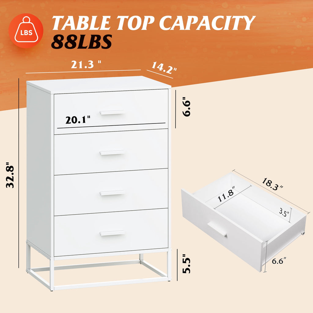 GALAXHERO 4 Drawer Dressers for Bedroom, Wooden Chest of Drawers for Closet, Living Room, Hallway