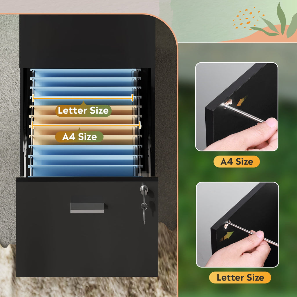 GALAXHERO 3 Drawers File Cabinets, Wood Vertical Filing Cabinet with Lock for Home Office, Letter/A4 Size