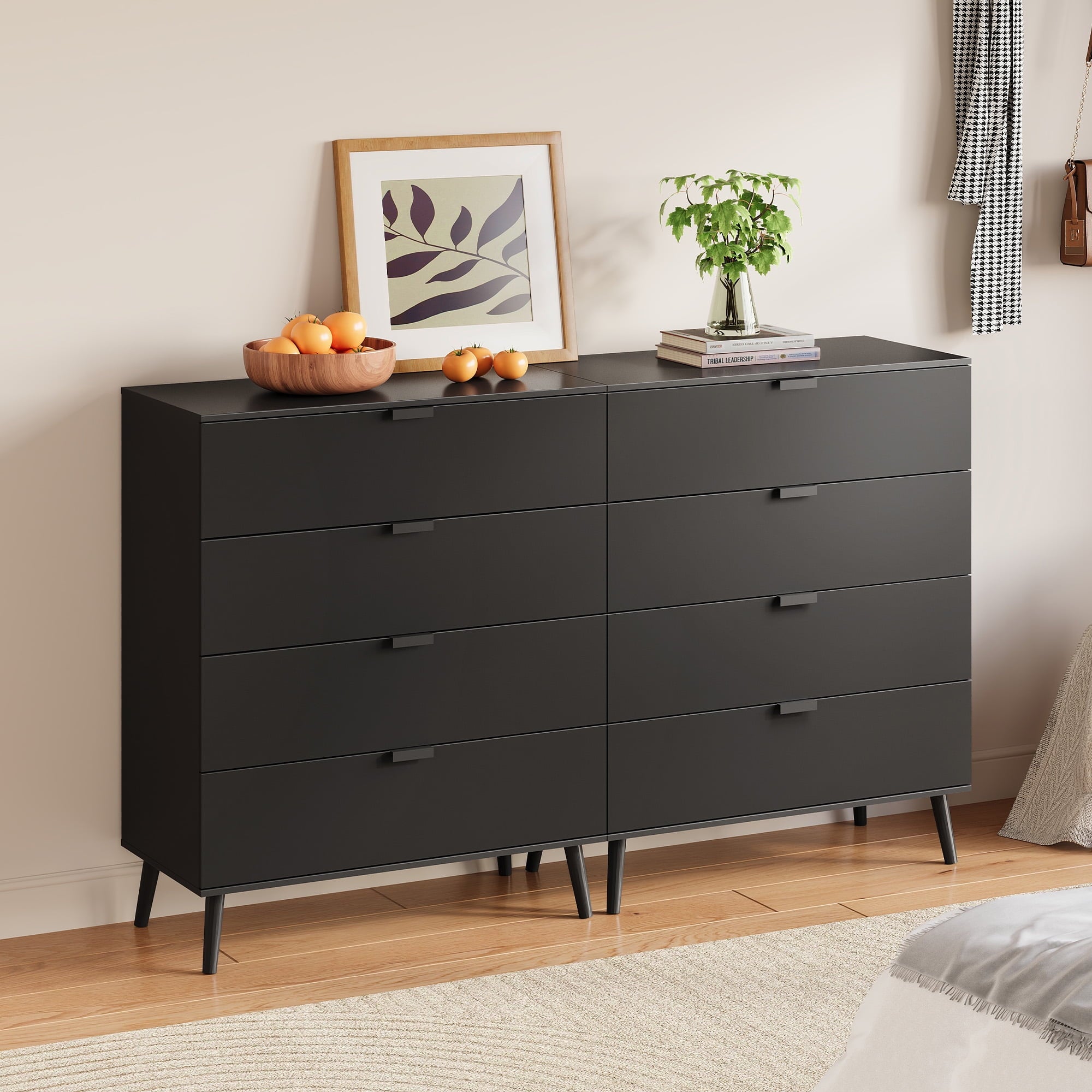 GALAXHERO 4 Drawer Dresser for Bedroom, Wood Chest of Drawers, Organizer Unit with Metal Handle for Living Room, Closet, Hallway