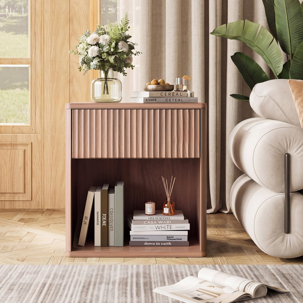 GALAXHERO Nightstands Set of 2, Farmhouse Night Stand with Drawer and Storage Shelf, Wood Bed Side End Table for Bedroom Living Room