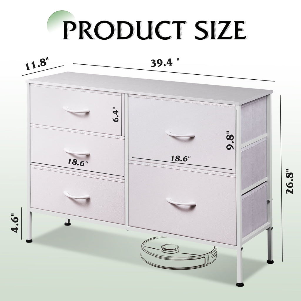 GALAXHERO 5 Drawer Dresser for Bedroom, Wide Chest of Drawers Nightstand Storage Organizers with Wood Top for Living Room, Hallway