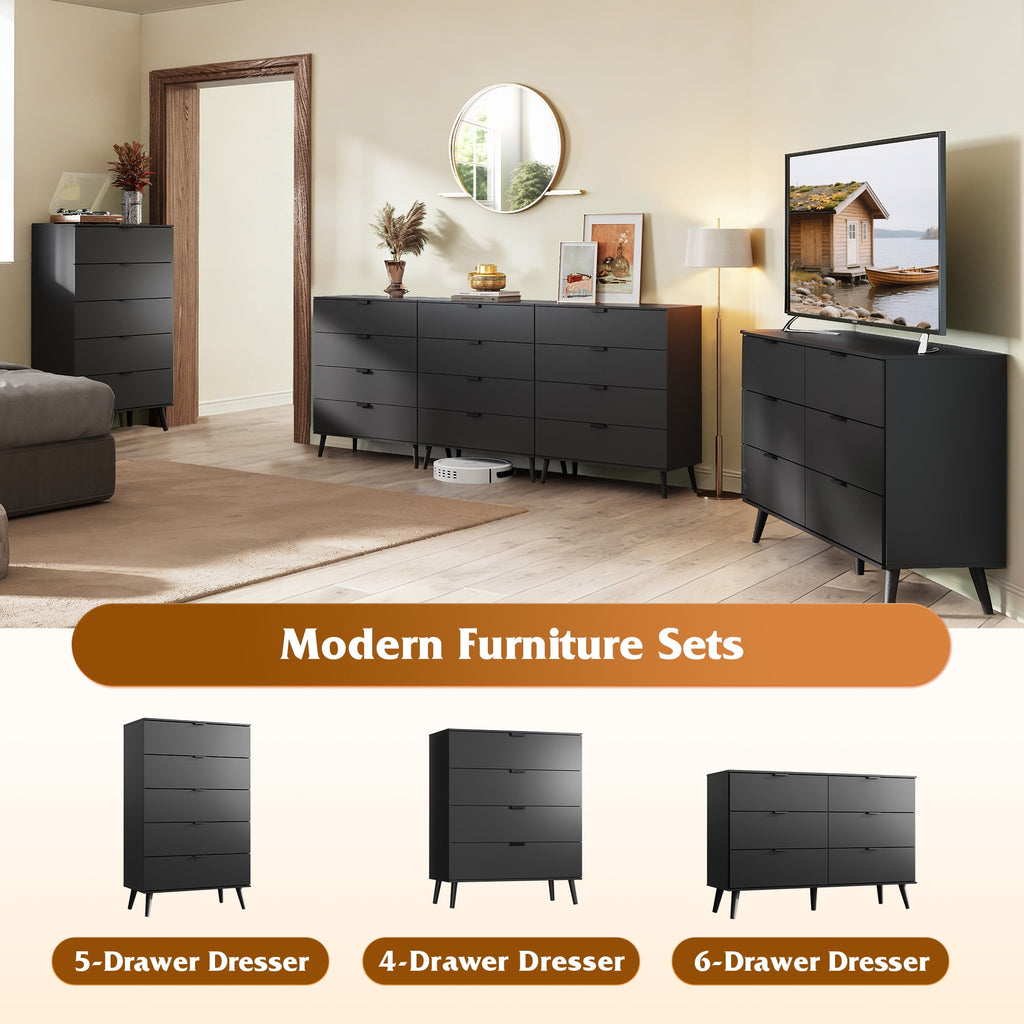 GALAXHERO 6 Drawer Wood Dresser, 47.2" Wide Chest of Drawer with Metal Handles, TV Stand for 55" TV, Double Dresser for Bedroom, Living Room, Hallway, Closet