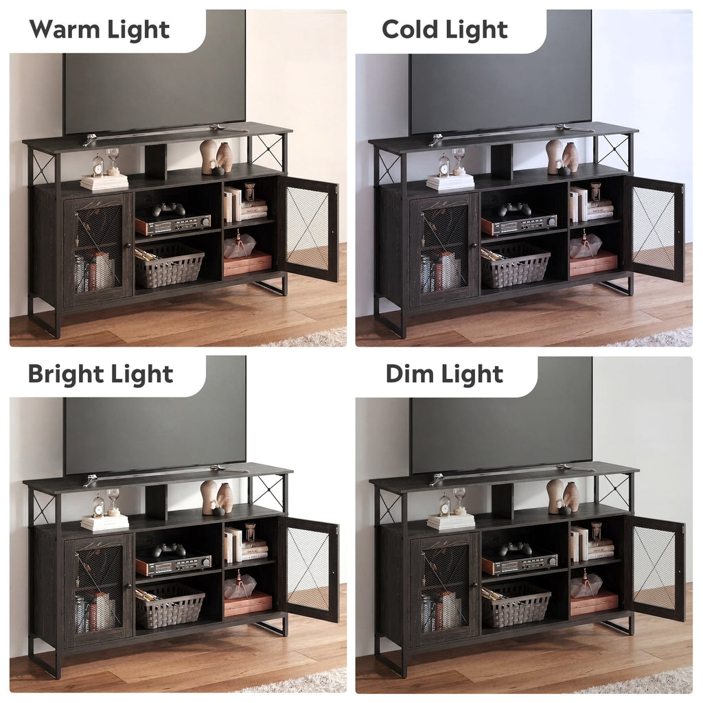 GALAXHERO Tall TV Stand for TVs up to 55", Farmhouse Industrial Entertainment Center with Storage, Media Console for Living Room Bedroom
