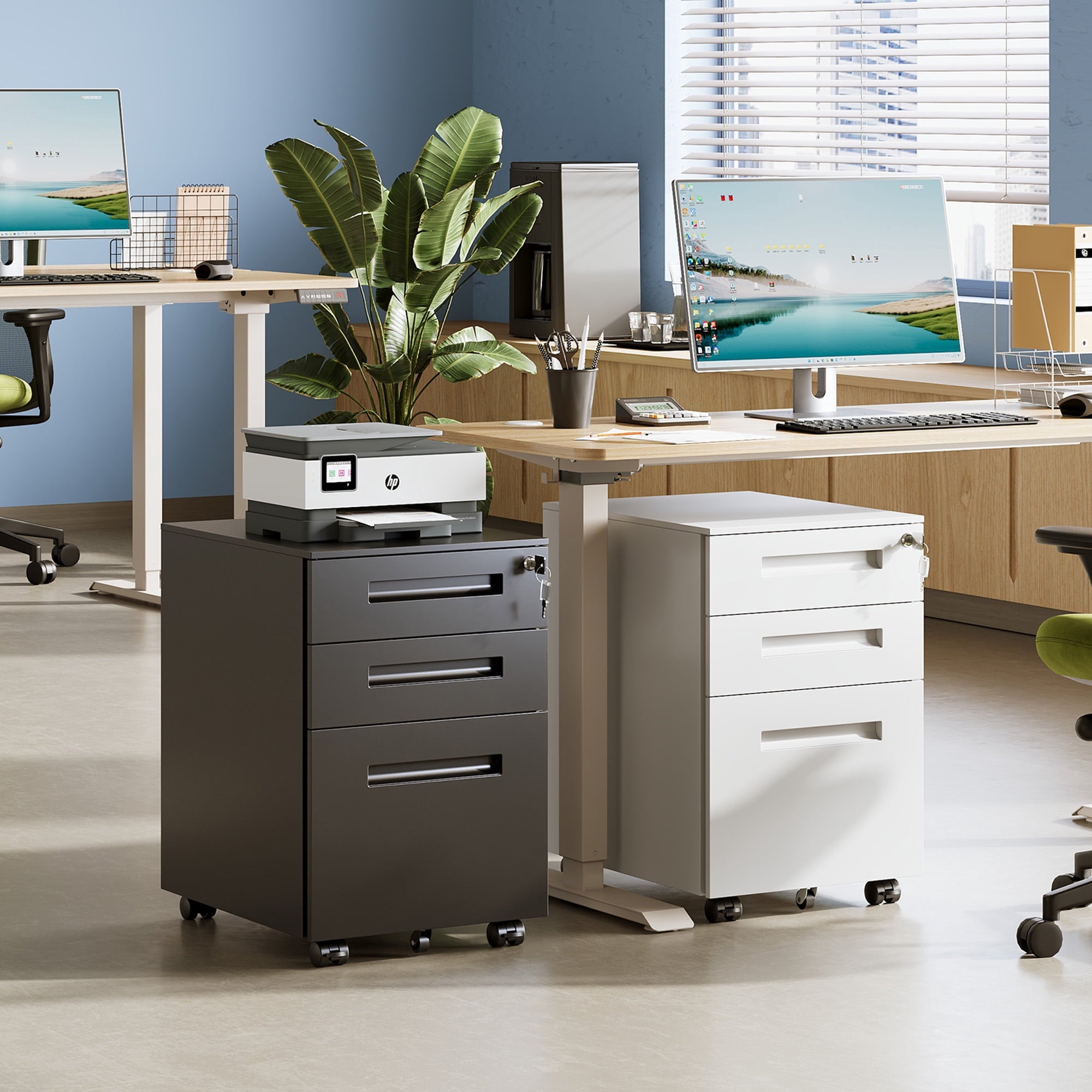 GALAXHERO 3-Drawer Mobile File Cabinet (Under Office Desk), Assembled Except Casters, Fits Letter/Standard Sizes