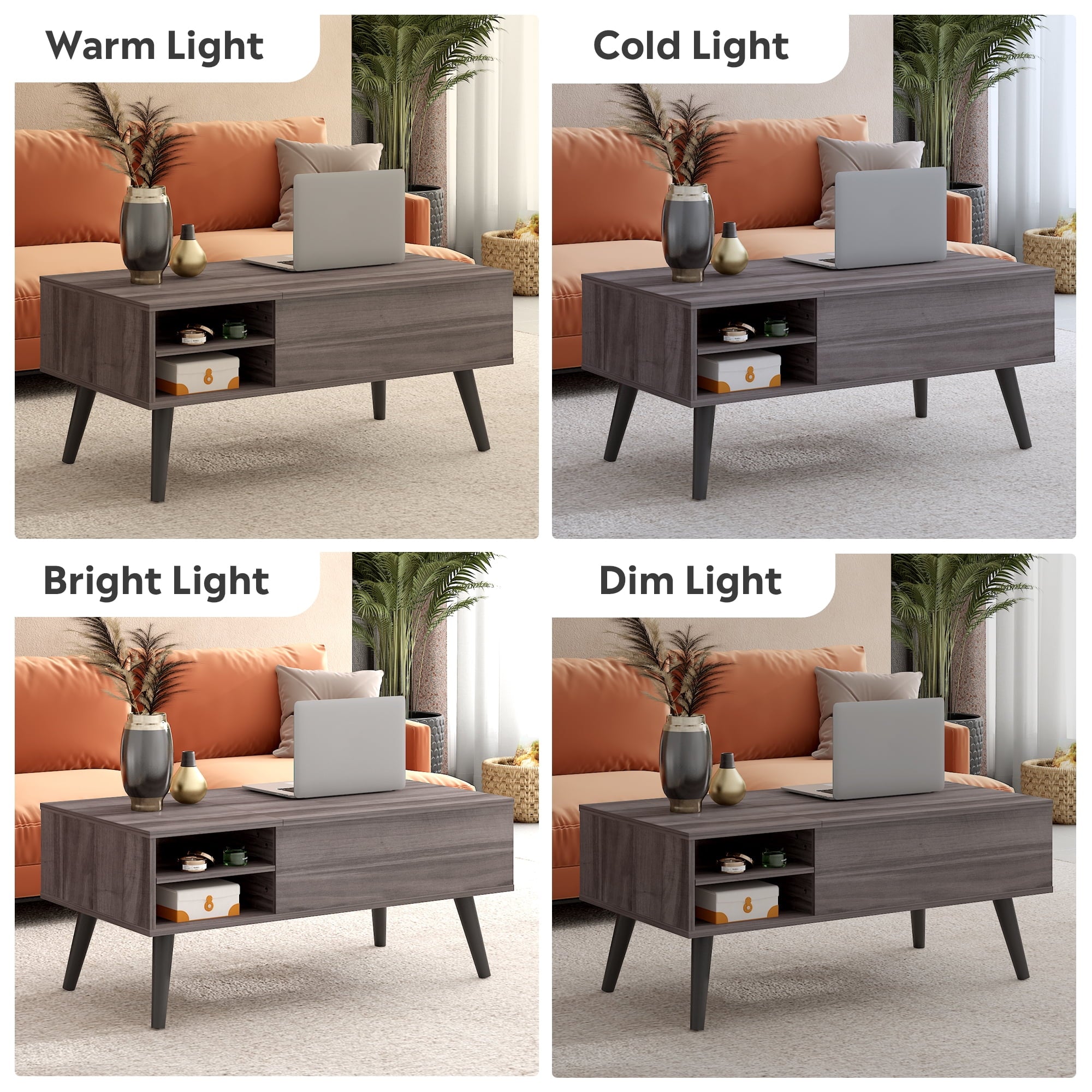 GALAXHERO Coffee Table with Removable Storage Shelves Lift Top Small Coffee Table for Living Room