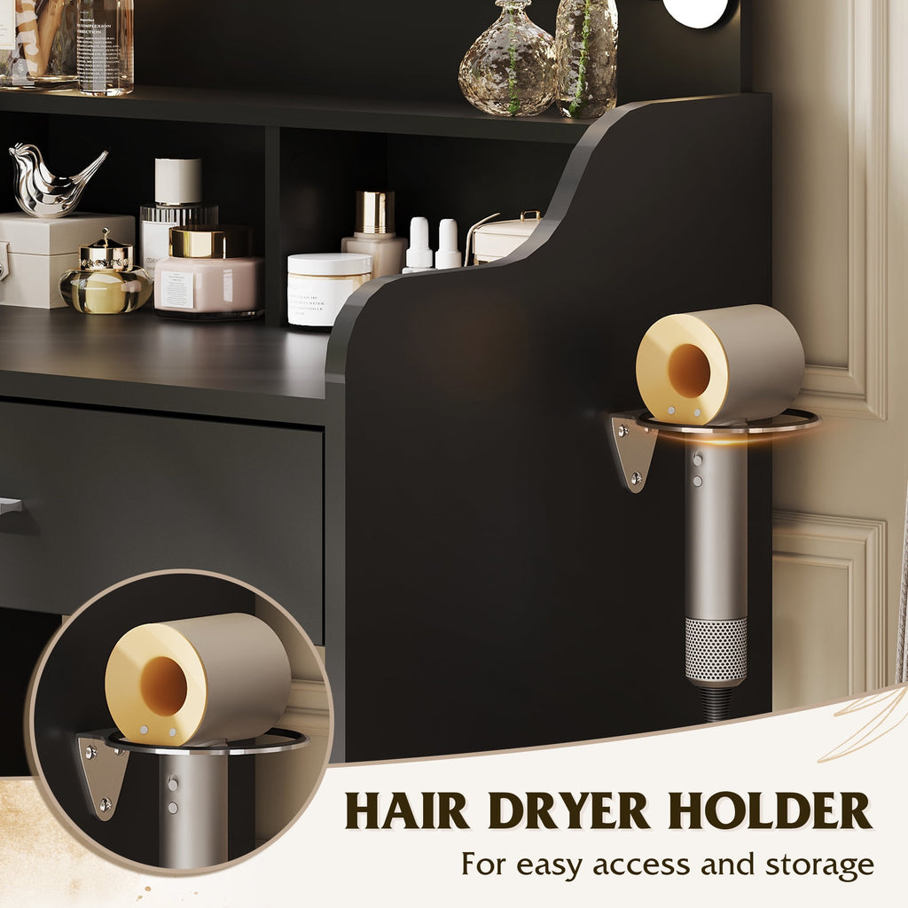 GALAXHERO Small Vanity Desk with Mirror, Makeup Tables with Drawer and Storage Shelves, Girls Dressing Table for Bedroom