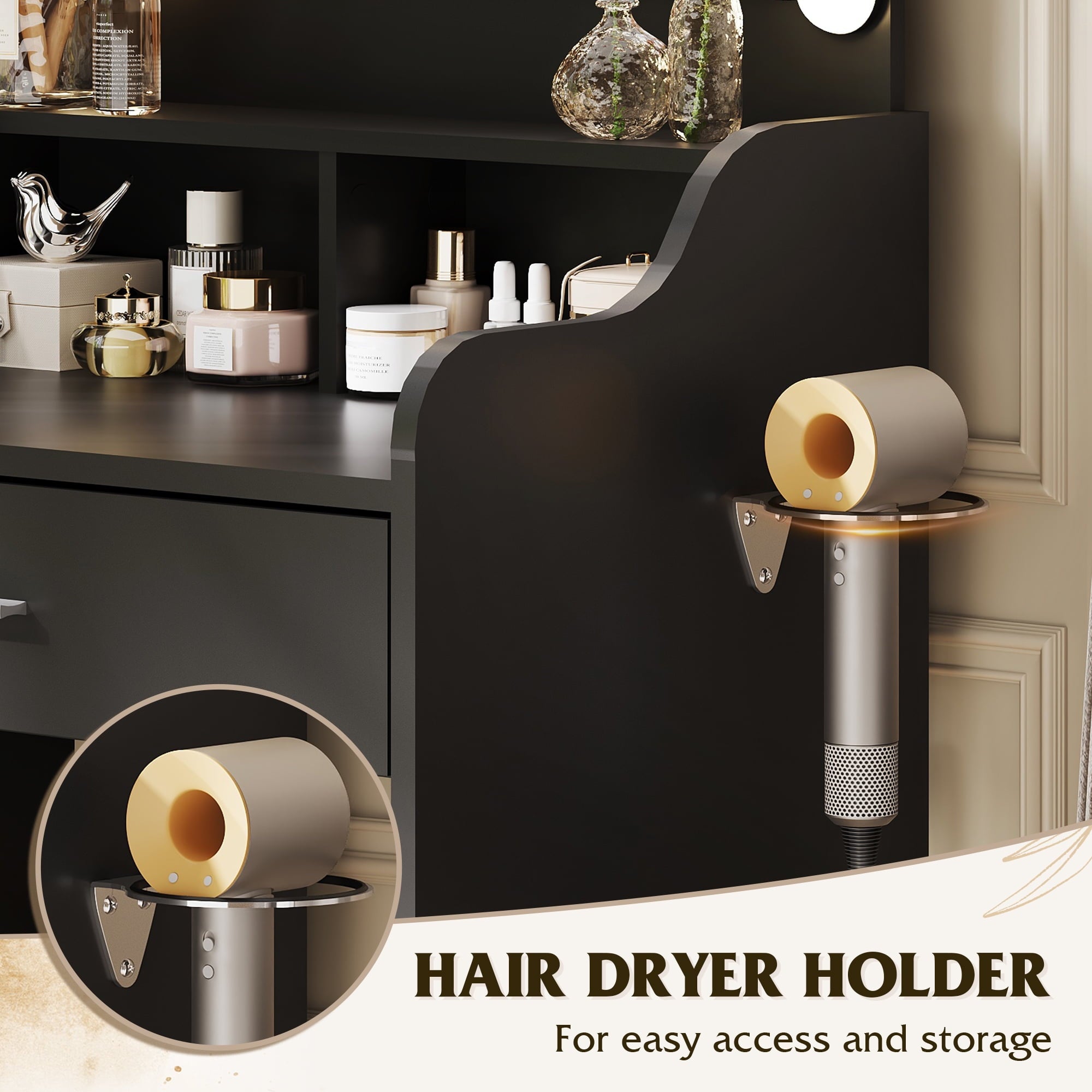 GALAXHERO Small Vanity Desk with Mirror, Makeup Tables with Drawer and Storage Shelves, Girls Dressing Table for Bedroom