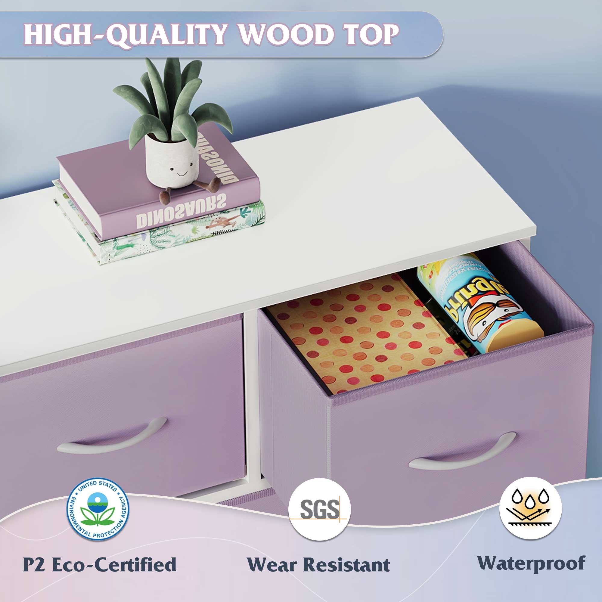 GALAXHERO 8-Drawer Dressers for Bedroom, Dresser TV Stand for 55'' TV with LED Lights and Power Outlets, Fabric Chest of Drawers for Living Room, Entryway