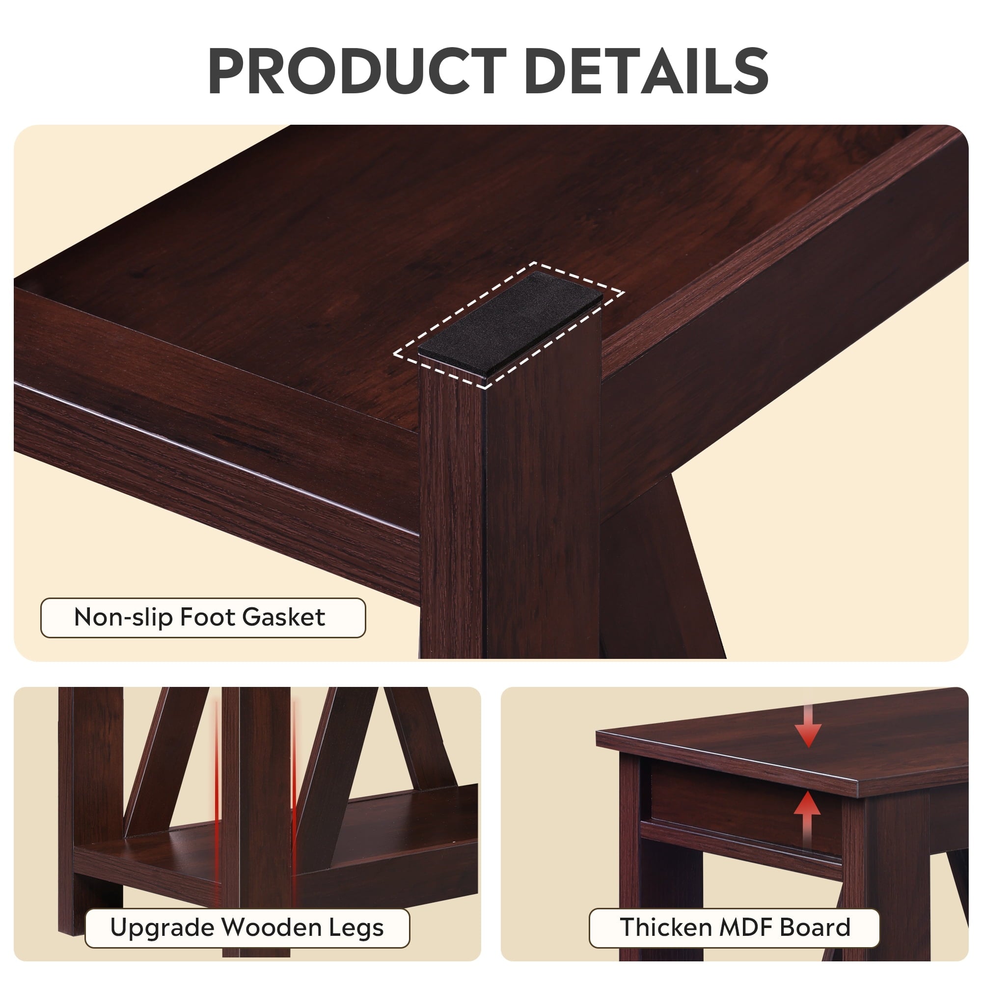 GALAXHERO Set of 2 Farmhouse End Tables with Charging Station Slim Sofa Side Tables with Open Storage Shelf End Table for Living Room Espresso