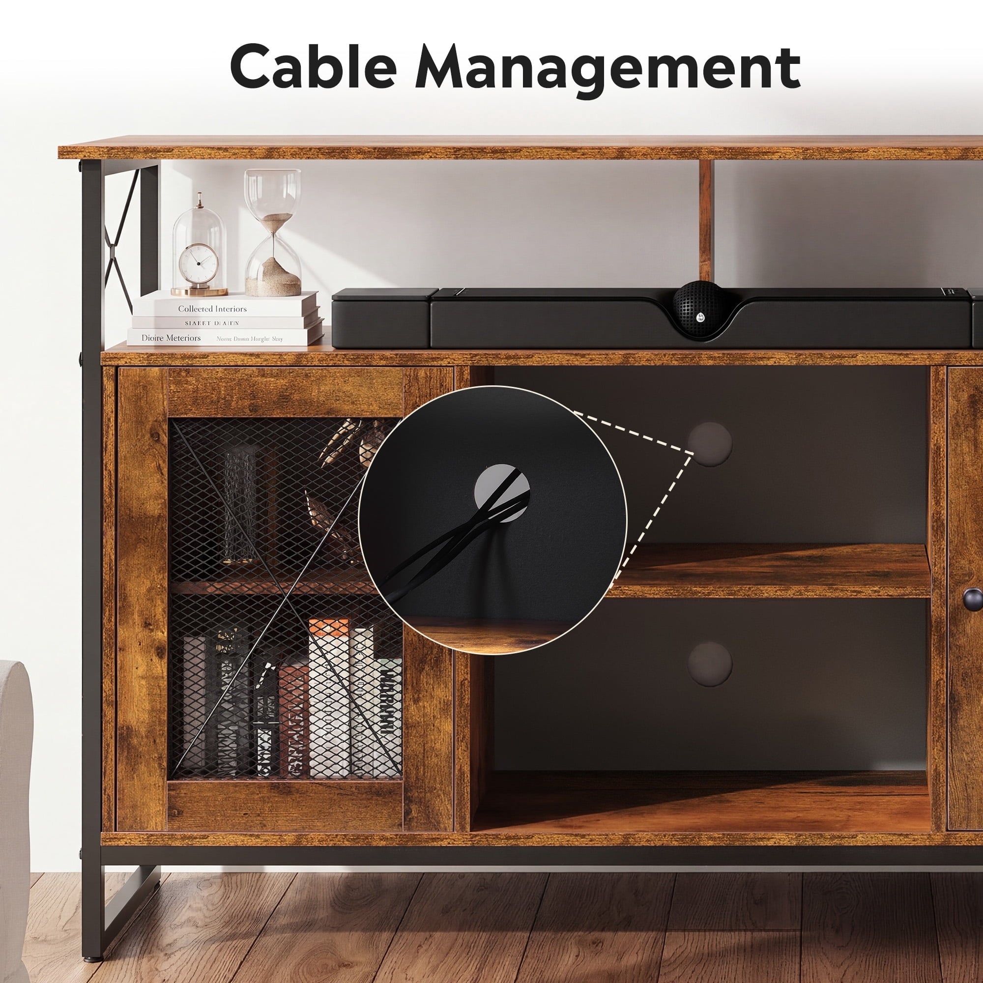 GALAXHERO Tall TV Stand for TVs up to 55", Farmhouse Industrial Entertainment Center with Storage, Media Console for Living Room Bedroom
