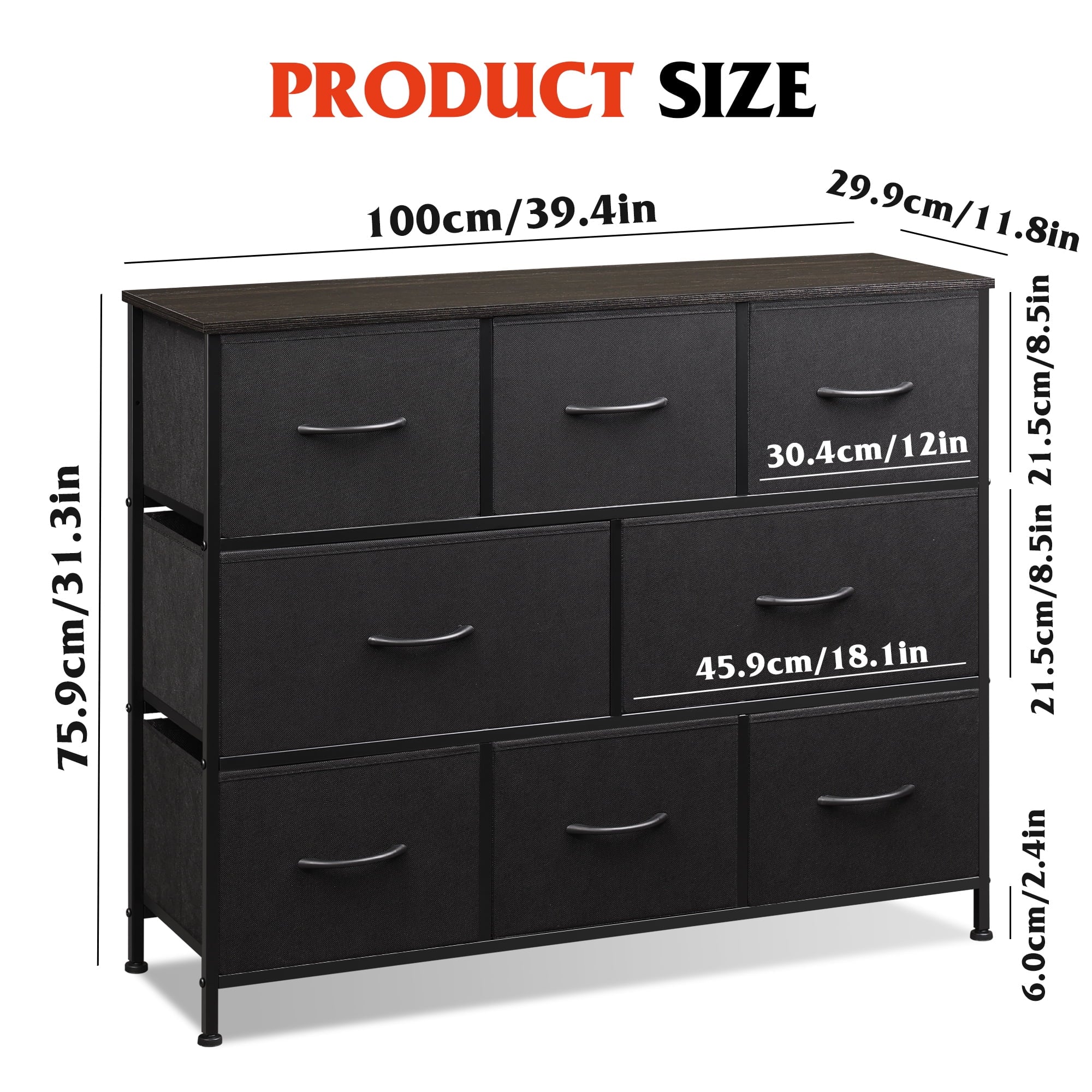 GALAXHERO 8 Drawer Dresser, Fabric Storage Unit for Bedroom, Large Drawer Chest for Entryway & Living Room, 59" x 30" x 16"