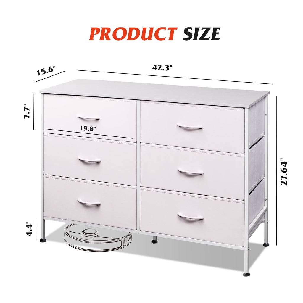 GALAXHERO 6-Drawer Fabric Dresser, 50-Inch TV Stand Wide Chest of Drawers for Bedroom, Closet, Living Room