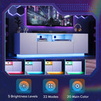 GALAXHERO TV Stand for 50-65 Inch TVs, 65" Entertainment Center with LED Lights, Modern TV Console with Storage Cabinet for Living Room & Bedroom, White