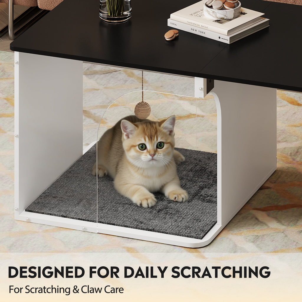 GALAXHERO 47" 2-in-1 Coffee Table with Storage Tabletop Modern Center Table for Living Room, Balcony, Cat House, Cat Scratching Pad