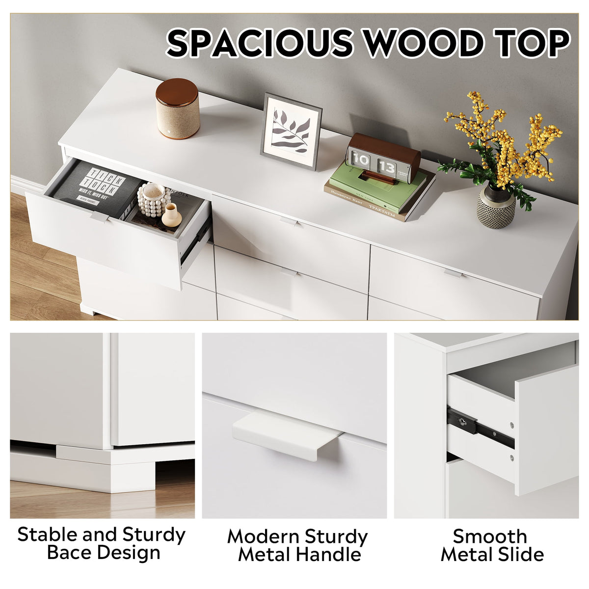 GALAXHERO 9-Drawers Dresser for Bedroom, 63" Wide Modern Dresser for Bedroom, Large Chest of Drawers with Sturdy Metal Handle, Wood Dresser for Living Room, Hallway