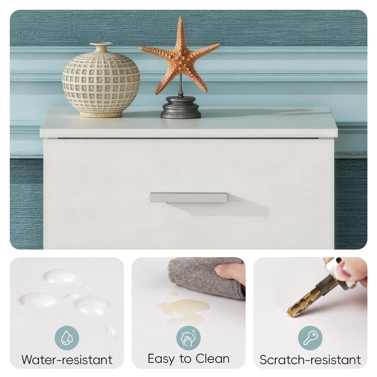 GALAXHERO 3 Drawer Night Stands for Bedroom, Tall Nightstand with Storage Cabinets, Wooden Bedside Table for Living Room Dorm