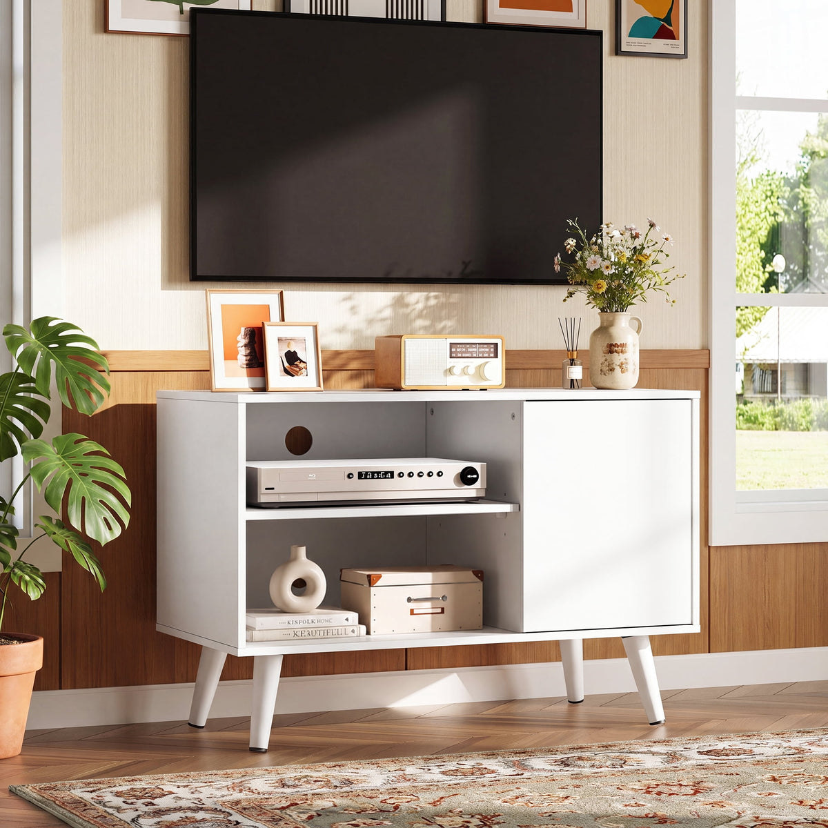 GALAXHERO TV Stand for 40 Inch TV, Modern Entertainment Center with Storage Cabinet, 32" TV Media Console Table with 3-level adjustable shelf for Living Room and Bedroom