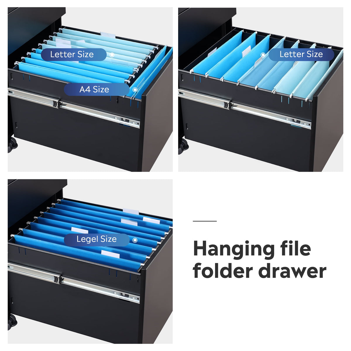 GALAXHERO Filing Cabinet 3 Drawer with Lock, Rolling File Cabinet for Home Office, Fully Assembled Under Desk Storage