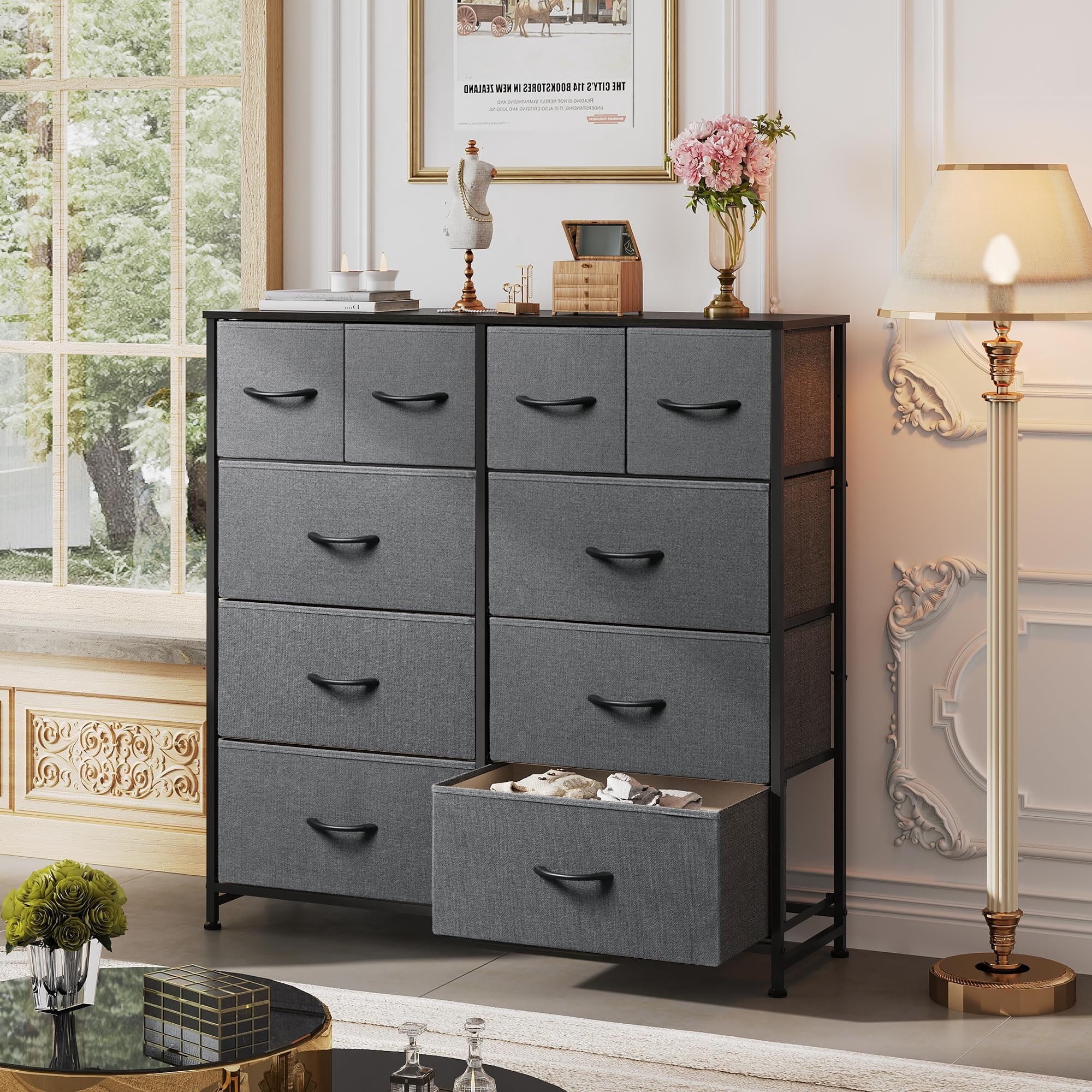 GALAXHERO Dresser for Bedroom with 10 Drawers, Wide Fabric Dresser for Storage and GALAXHERO Organization, Chest of Drawers for Living Room, Hallway, Closet
