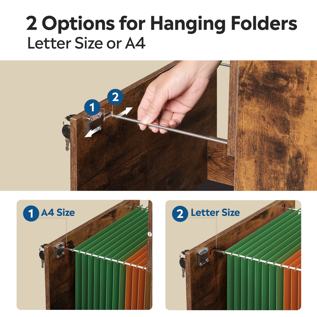GALAXHERO 3-Drawer File Cabinet with Locks & Wood Printer Stand, Fits Letter/A4, Ideal for Home Office