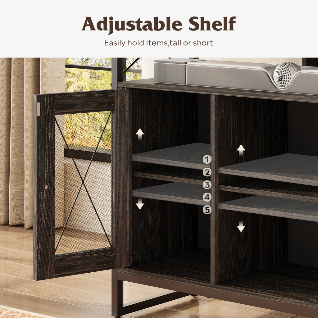 GALAXHERO TV Stand for 43 inch TV Small Entertainment Center with Storage Cabinet & Adjustable Shelves Farmhouse Industrial TV Table for Living Room and Bedroom, 32" TV Console