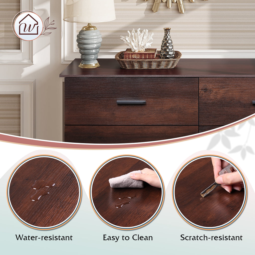 GALAXHERO Dresser with 6 Drawers, Wide Wooden Chest of Drawers for Bedroom, Large Storage Tower Unit, Modern Minimalist Closet Store Organizer for Living Room, Hallway