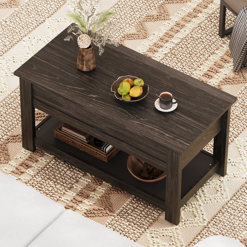 GALAXHERO 39" Lift Top Coffee Table with Hidden Storage and Storage Shelf Lift Up Coffee Table for Living Room