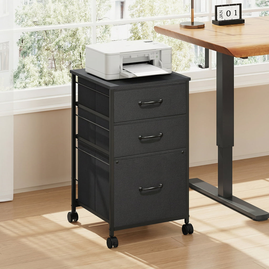 GALAXHERO 3 Drawers Mobile File Cabinet, Desk Table Cabinet Fits A4/Letter Size, Home Office Furniture,  Wood Grain