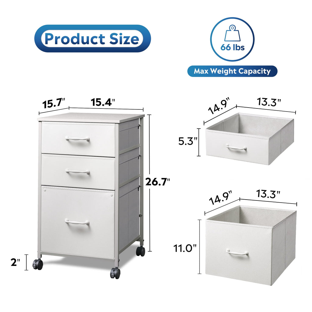 GALAXHERO 3 Drawers Mobile File Cabinet, Desk Table Cabinet Fits A4/Letter Size, Home Office Furniture