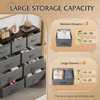 GALAXHERO Dresser 9-Drawer Fabric Storage Tower Chest for Bedroom, Hallway, Entryway, Closet with Fabric Bins, Steel Frame, Wood Top, Easy Pull Handle, Dark Grey