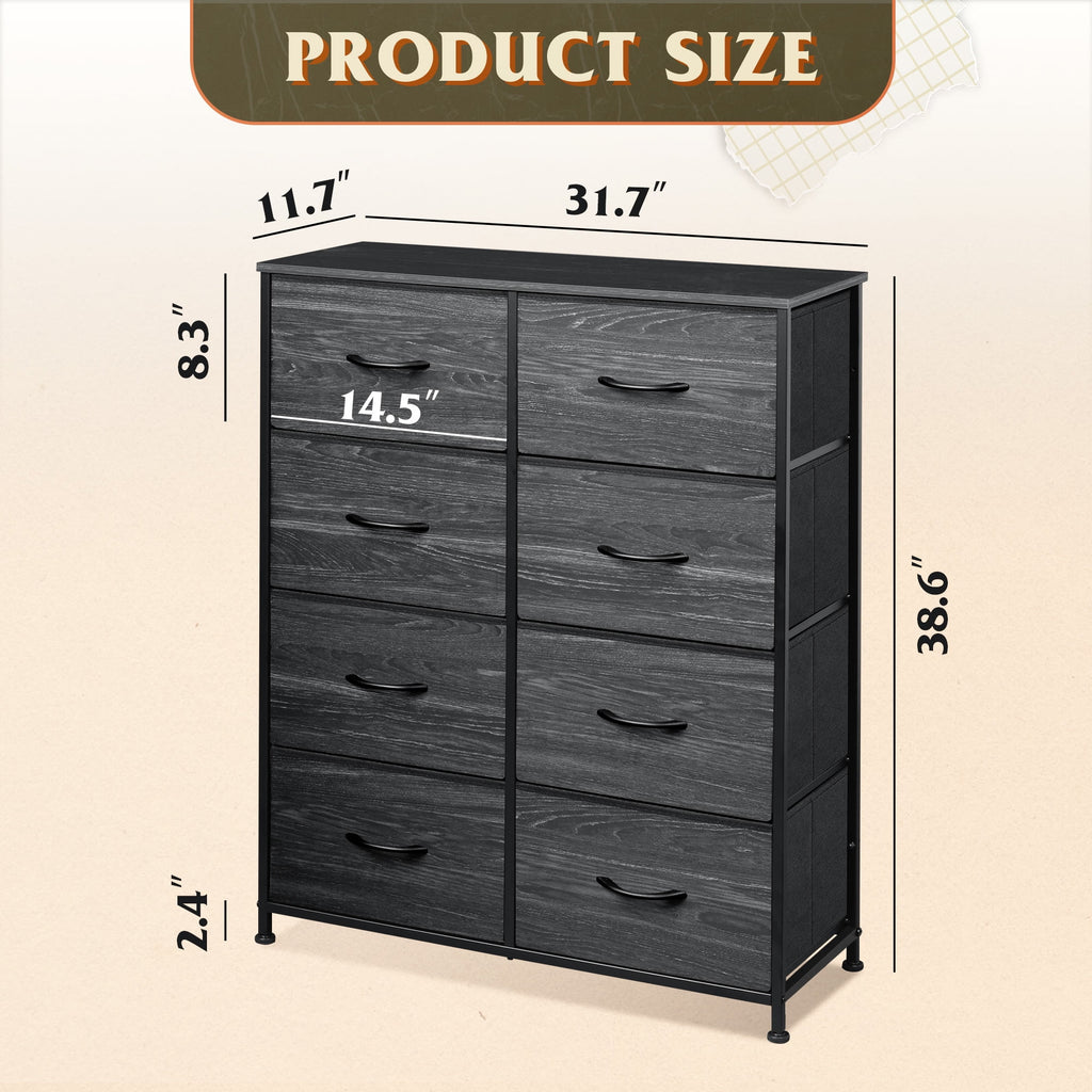 GALAXHERO 8 Drawer Fabric Dresser for Bedroom, Storage Bins Chest of Drawer for Closet, Living Room, Hallway
