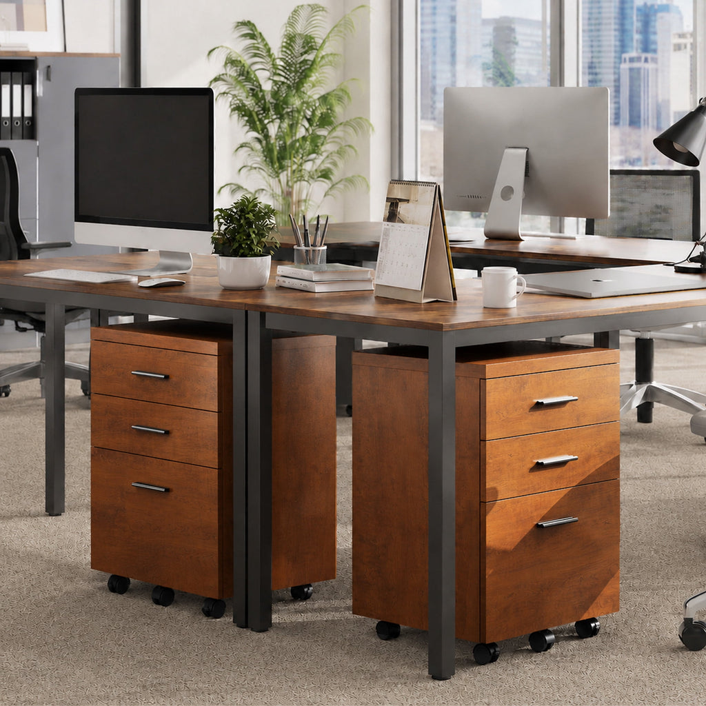 GALAXHERO 3 Drawer Storage Cabinet, Wood Rolling File Cabinet with Whells, Printer Stand Filing Cabinet for Home Office, Fit Letter/A4/Legal