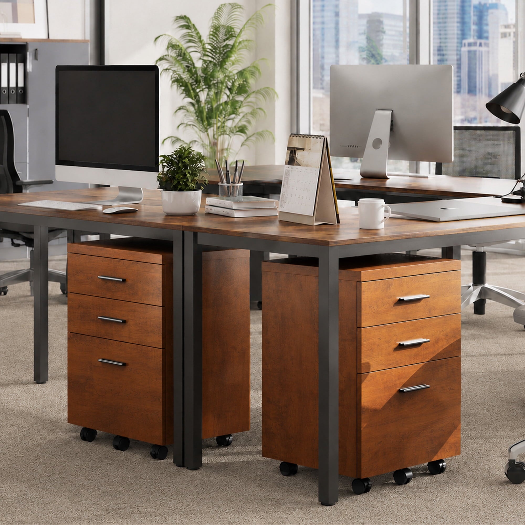 GALAXHERO 3 Drawer Storage Cabinet, Wood Rolling File Cabinet with Whells, Printer Stand Filing Cabinet for Home Office, Fit Letter/A4/Legal